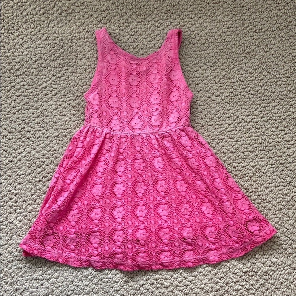 Adorable Zara Pink Lace Cotton, Lined Tank Dress